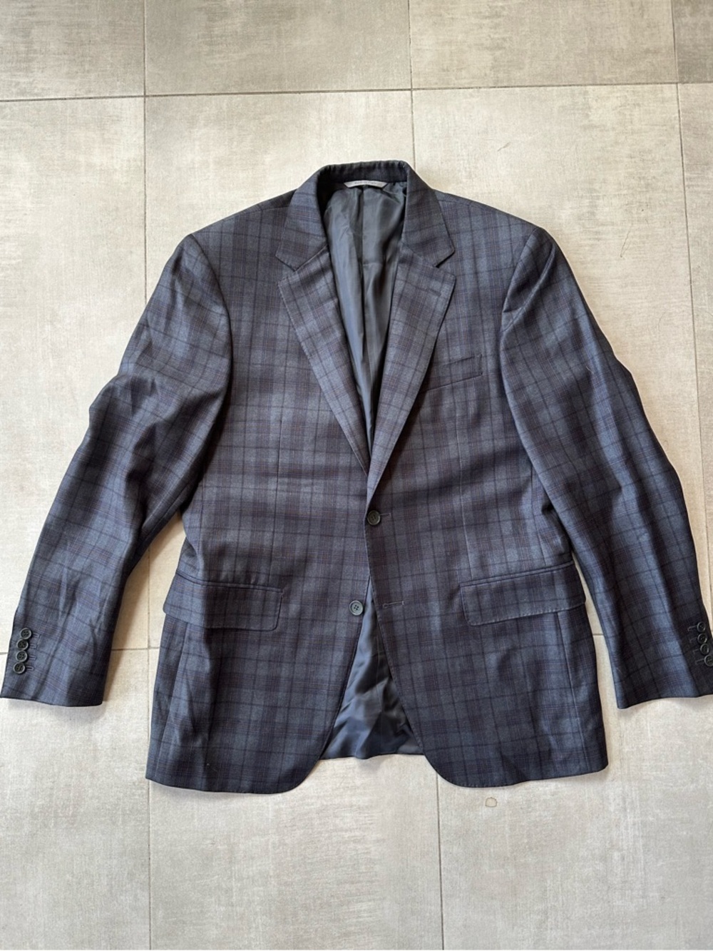 Canali Men's Charcoal + Chocolate Plaid Sport Coat - 40R